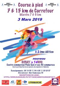 7 et 15 km de Carrefour. Le dimanche 3 mars 2019 à NIORT. Deux-Sevres.  14H30